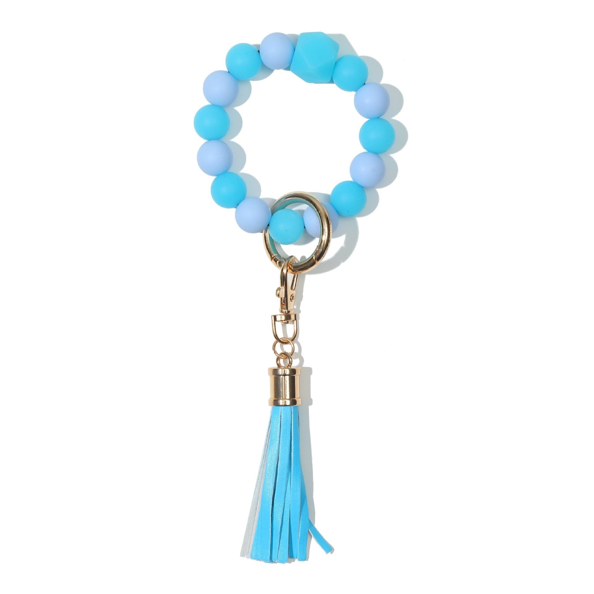 Wholesale Fluorescent Luminous Colored Silicone Beaded Wrist Keychain